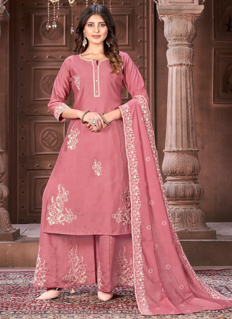 Traditional Function Wear Readymade Suit Collection Pink Viscose Pant Straight